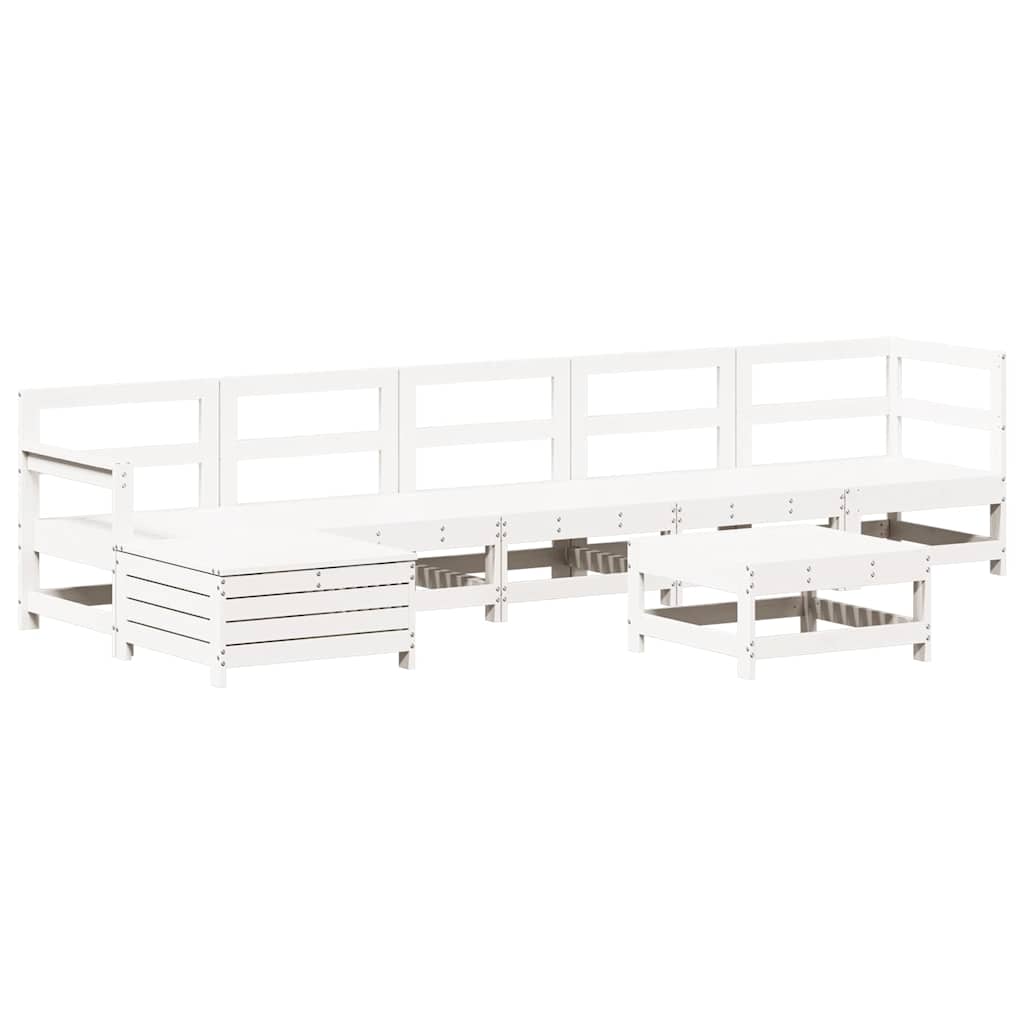 Juego de muebles de jardín 7 pzas madera maciza de pino blanco