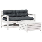 Set de muebles de jardín 3 pzas con cojines madera pino blanco