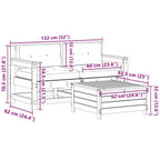 Set de muebles de jardín 3 pzas con cojines madera pino blanco