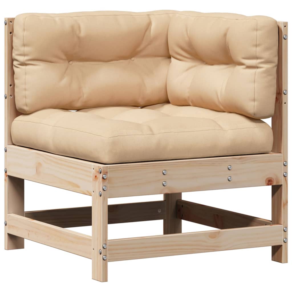 Juego de muebles de jardín 4 pzas y cojines madera maciza pino