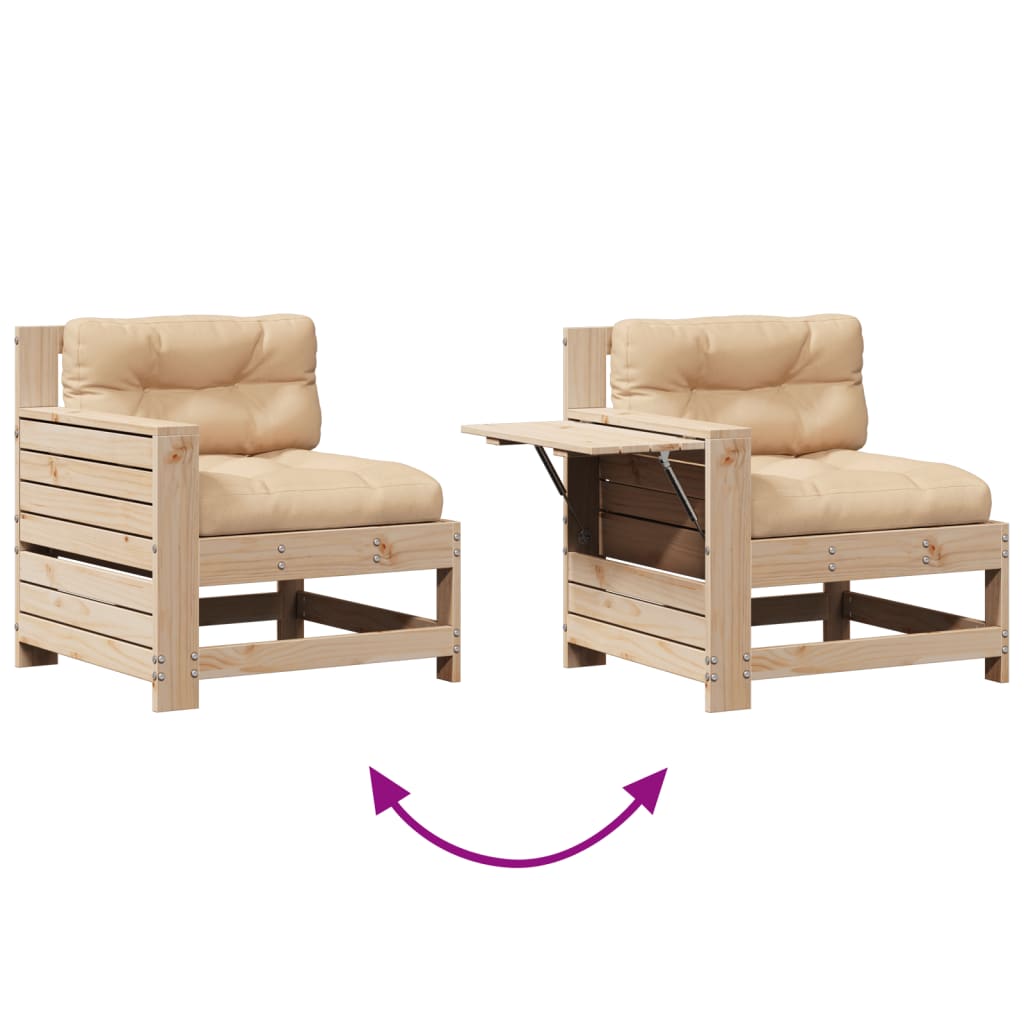 Juego de muebles de jardín 4 pzas y cojines madera maciza pino