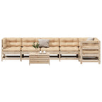Juego de muebles de jardín 7 pzas y cojines madera maciza pino