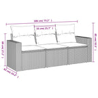 Set sofás de jardín 3 piezas y cojines ratán sintético marrón