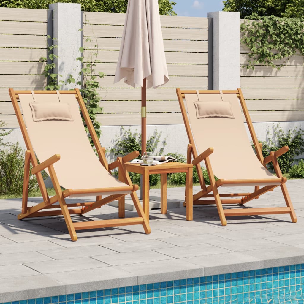 Sillas de playa plegables 2 uds tela madera maciza azul blanco