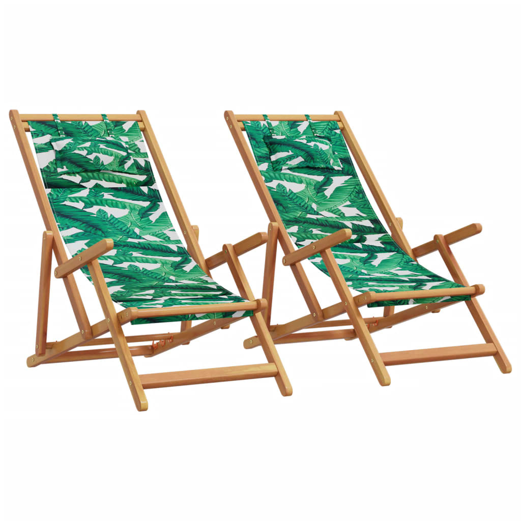 Sillas de playa plegables 2 uds tela madera maciza azul blanco