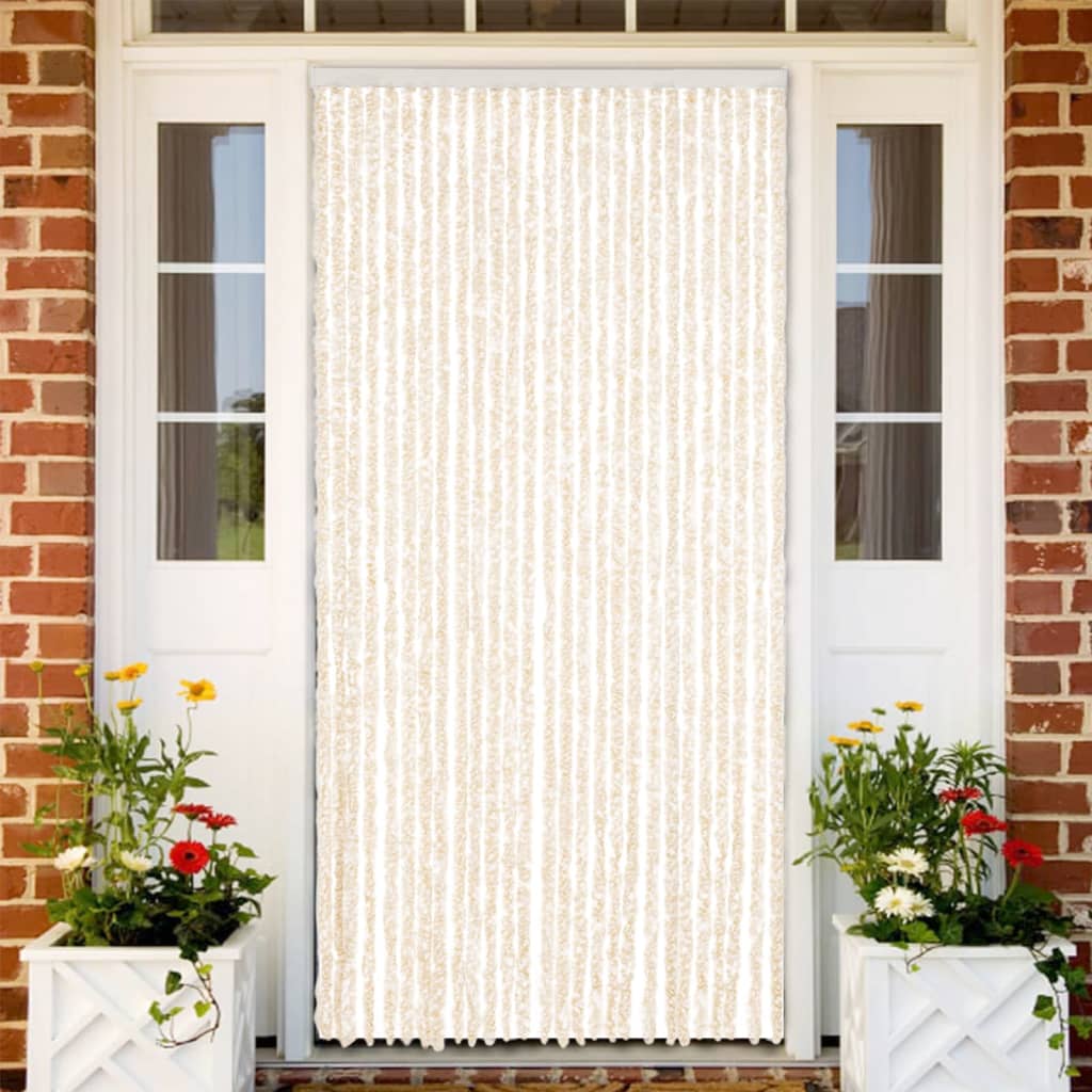 Blue and White Chenille Fly Curtain 100x200 cm