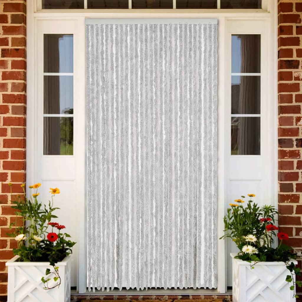 Blue and White Chenille Fly Curtain 100x200 cm