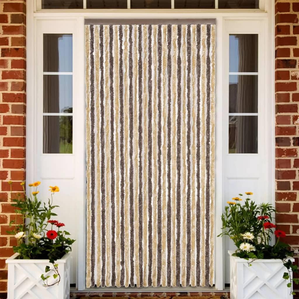 Blue and White Chenille Fly Curtain 100x200 cm