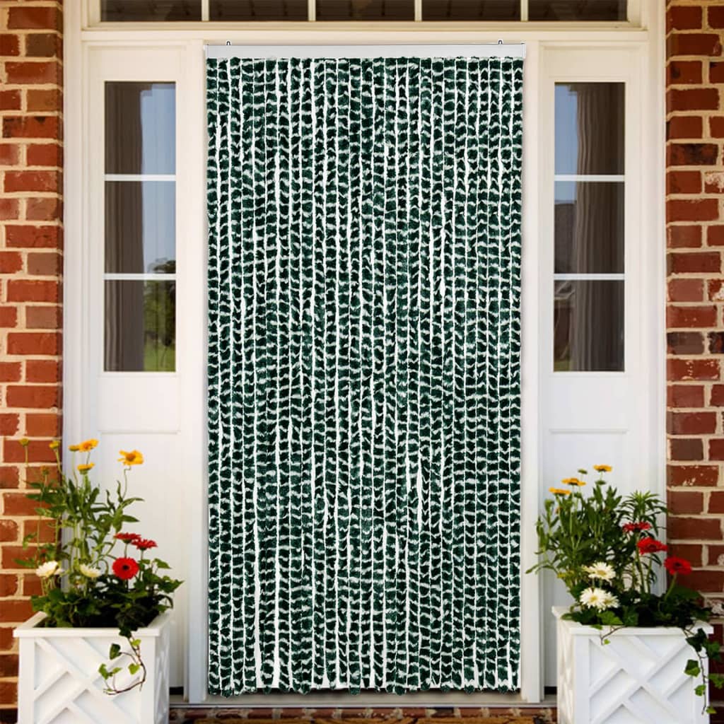 Blue and White Chenille Fly Curtain 100x200 cm