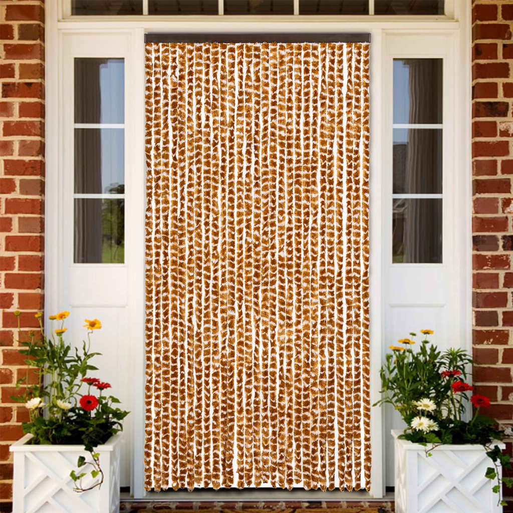 Blue and White Chenille Fly Curtain 100x200 cm