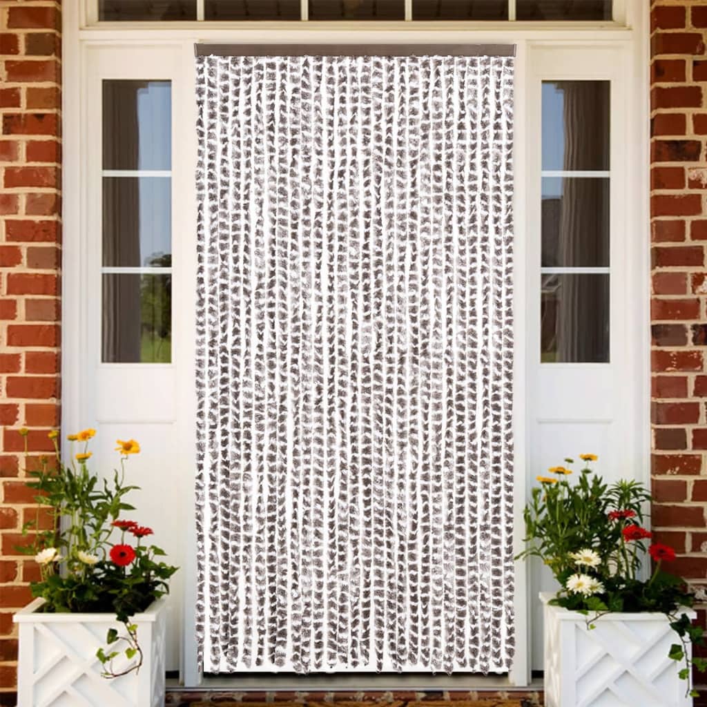 Blue and White Chenille Fly Curtain 100x200 cm
