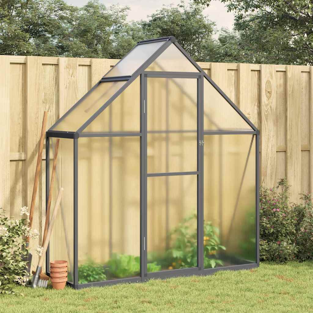 Greenhouse with anthracite aluminum base frame 169x114x195 cm