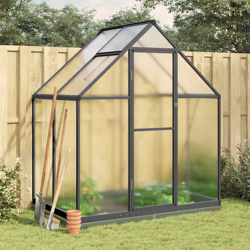 Greenhouse with anthracite aluminum base frame 169x114x195 cm
