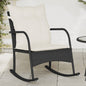 Silla mecedora de jardín con cojines ratán sintético beige