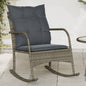 Silla mecedora de jardín con cojines ratán sintético beige