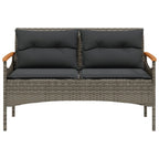 Garden bench with cushions gray synthetic rattan 116x62.5x74 cm