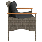 Garden bench with cushions gray synthetic rattan 116x62.5x74 cm