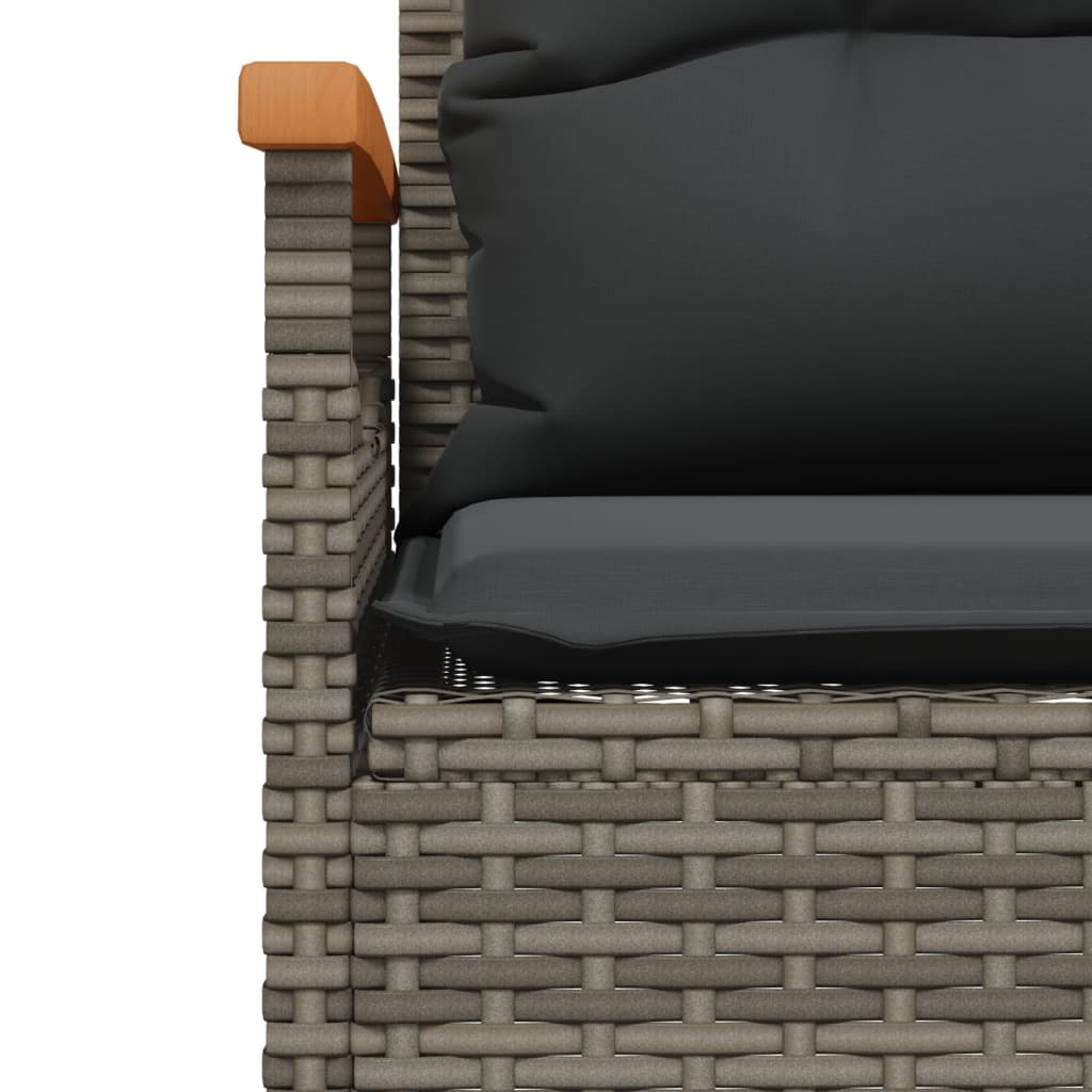 Garden bench with cushions gray synthetic rattan 116x62.5x74 cm