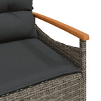 Garden bench with cushions gray synthetic rattan 116x62.5x74 cm