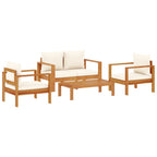 Set sofás de jardín con cojines 4 pzas madera maciza de acacia