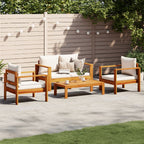 Set sofás de jardín con cojines 4 pzas madera maciza de acacia