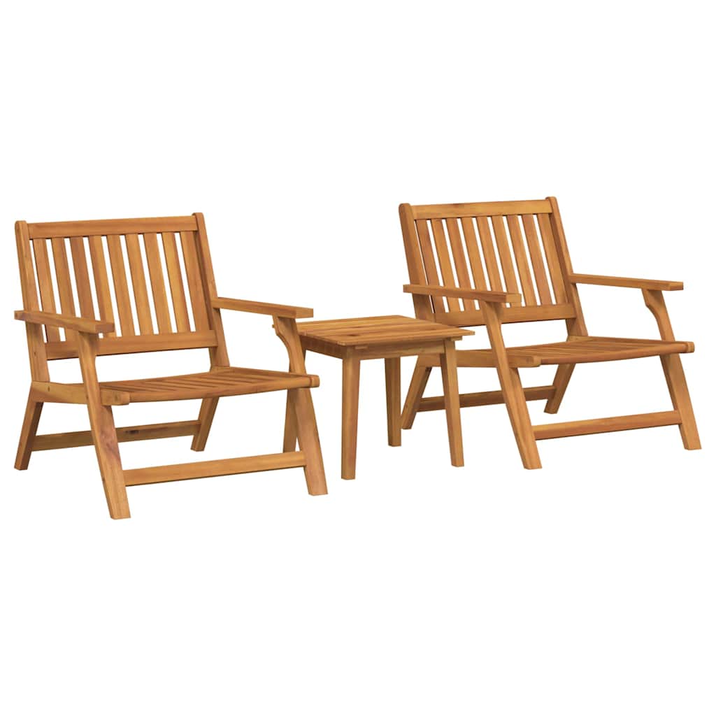 Silla de Jardín 3 pcs Marrón Madera de Acacia Sólida