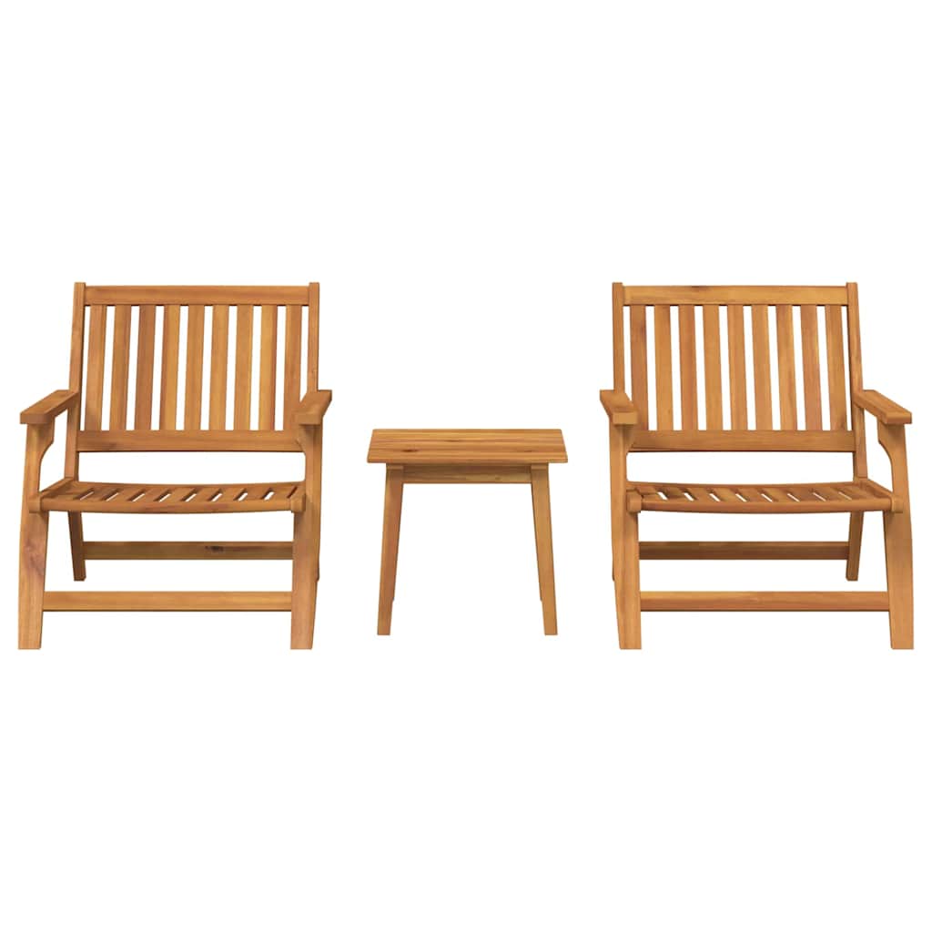 Silla de Jardín 3 pcs Marrón Madera de Acacia Sólida
