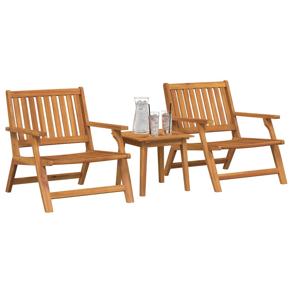 Silla de Jardín 3 pcs Marrón Madera de Acacia Sólida