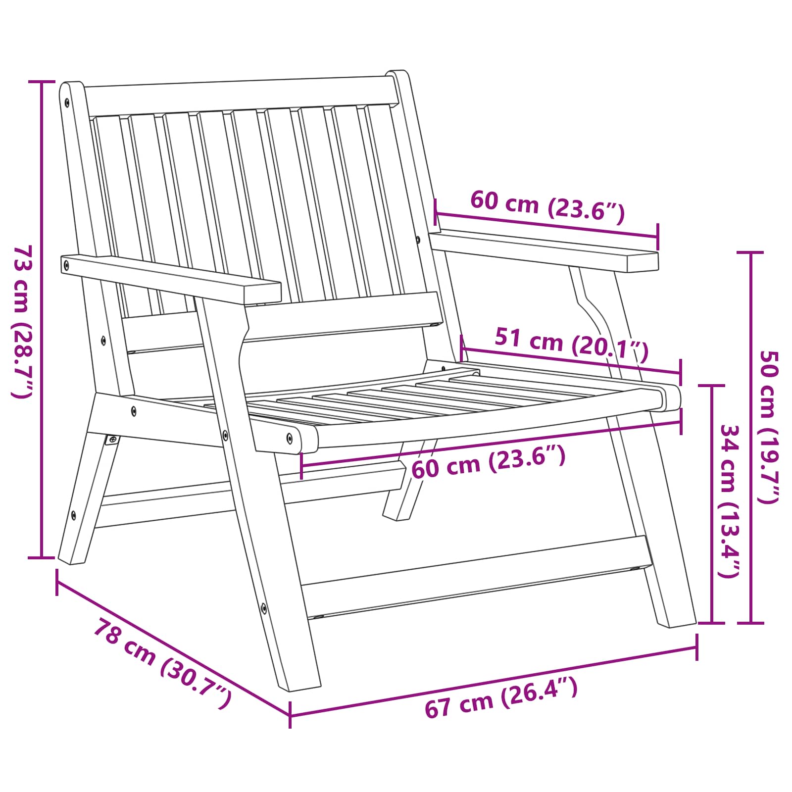 Silla de Jardín 3 pcs Marrón Madera de Acacia Sólida
