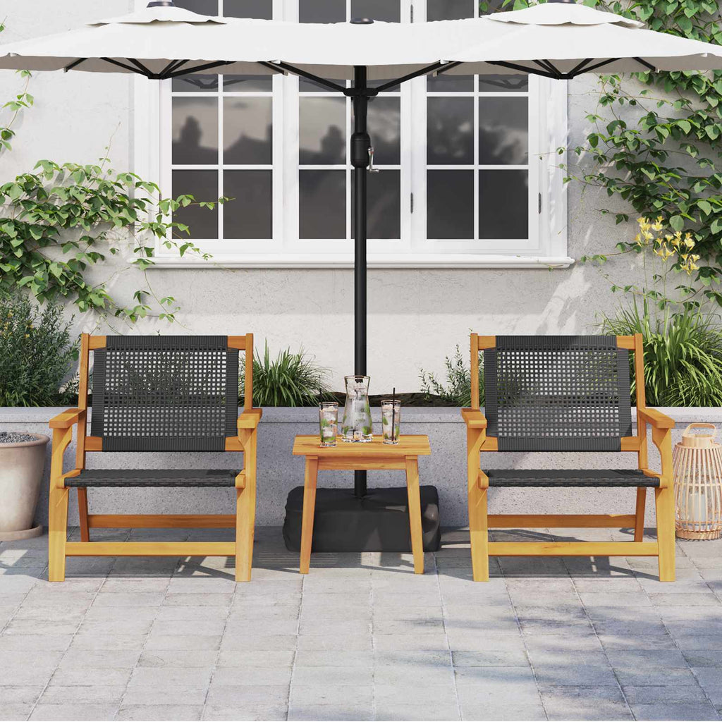 Sillas de Jardín con Mesa 3 pcs Negro Madera de Acacia Sólida