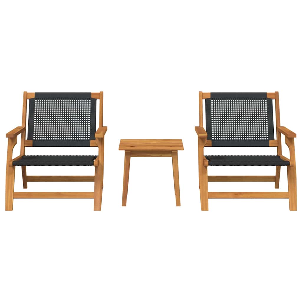 Sillas de Jardín con Mesa 3 pcs Negro Madera de Acacia Sólida