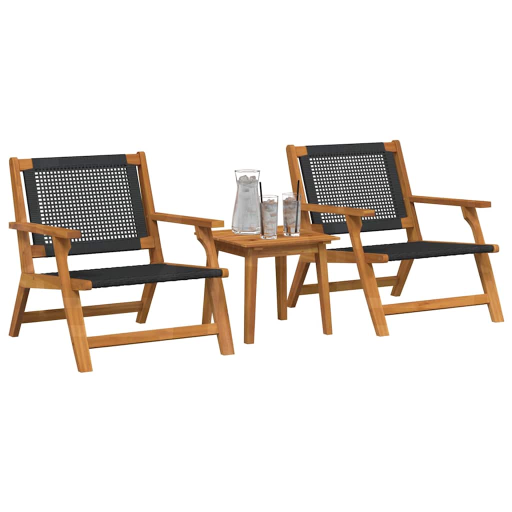 Sillas de Jardín con Mesa 3 pcs Negro Madera de Acacia Sólida
