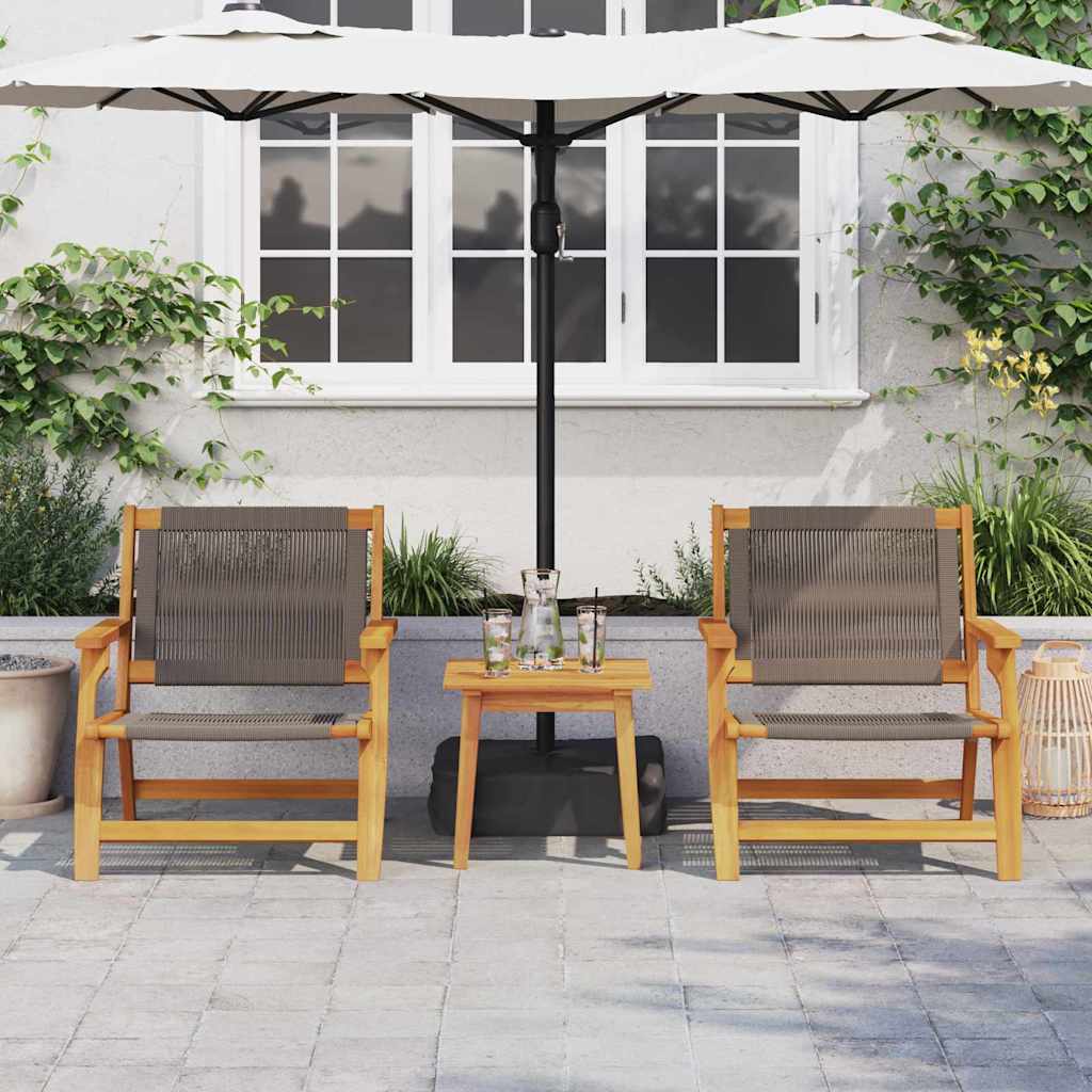 Sillas de Jardín con Mesa 3 pcs Gris Madera de Acacia Sólida