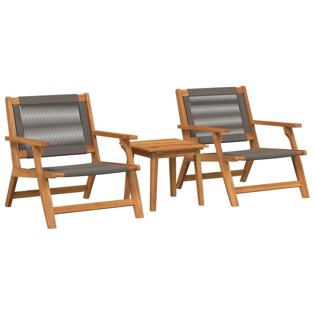 Sillas de Jardín con Mesa 3 pcs Gris Madera de Acacia Sólida
