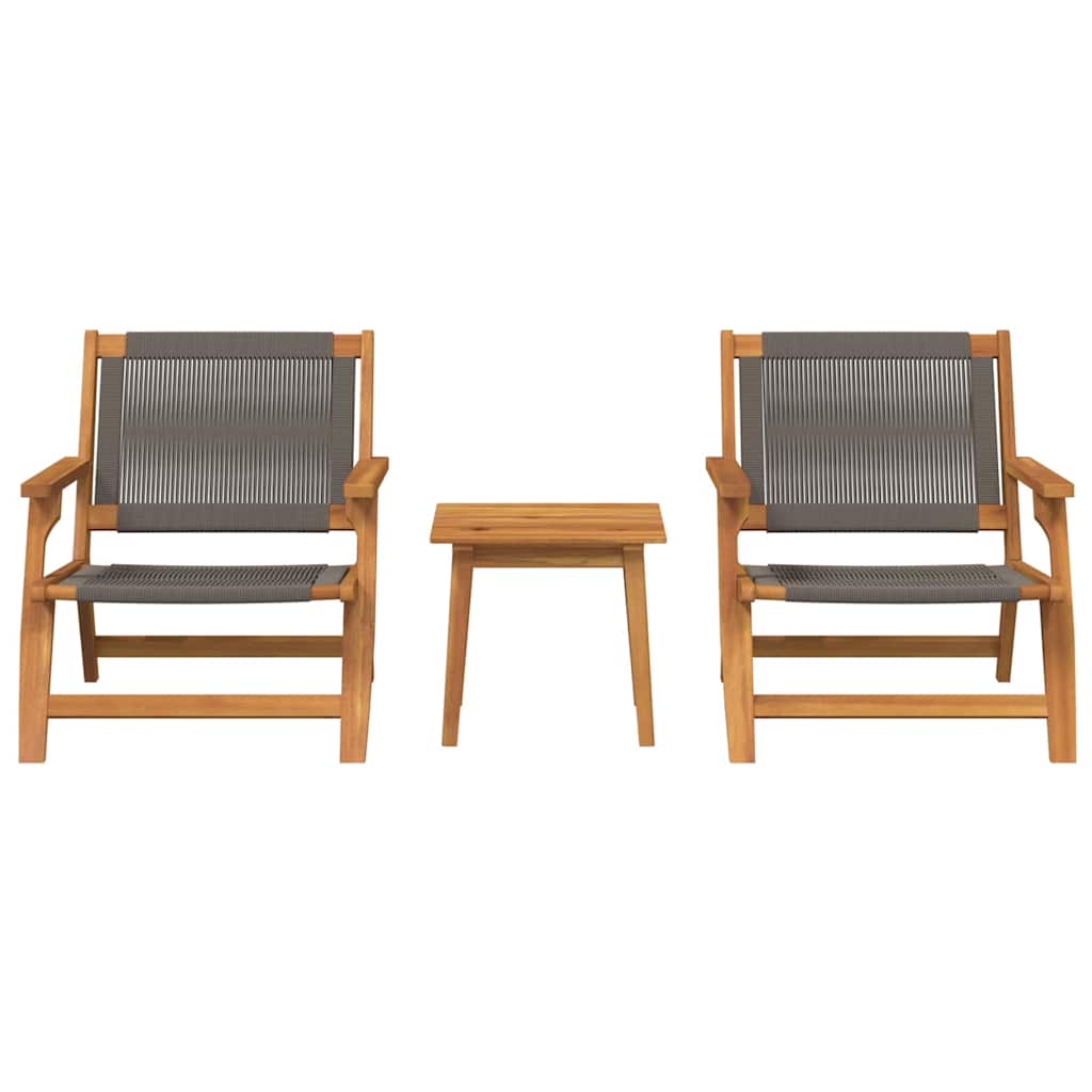 Sillas de Jardín con Mesa 3 pcs Gris Madera de Acacia Sólida
