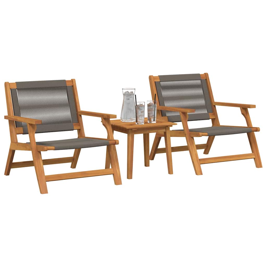Sillas de Jardín con Mesa 3 pcs Gris Madera de Acacia Sólida