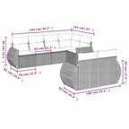 Set de comedor de jardín 7 pzas y cojines ratán sintético negro