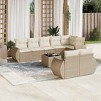 Set de sofás de jardín 9 pzas con cojines ratán sintético beige