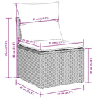 Set muebles jardín 9 pzas y cojines ratán sintético gris claro