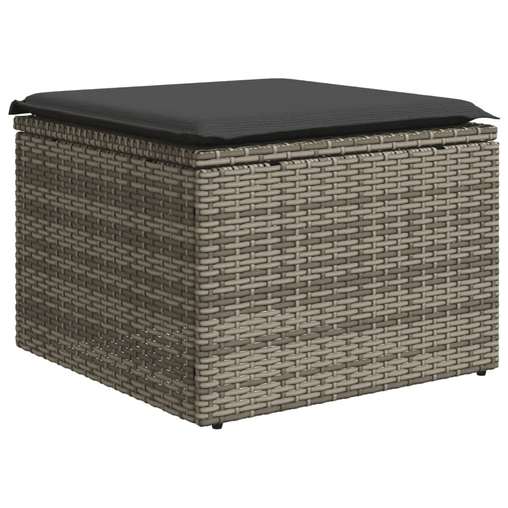 Set de muebles de jardín 6 pzas y cojines ratán sintético gris