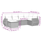 Set de muebles de jardín 6 pzas y cojines ratán sintético gris