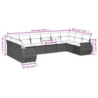 Set de sofás de jardín 11pzas con cojines ratán sintético beige