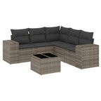 Set de muebles de jardín 6 pzas y cojines ratán sintético gris