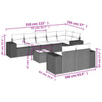 Set de muebles de jardín 9 pzas y cojines ratán sintético gris