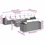 Set muebles jardín 9 pzas y cojines ratán sintético gris claro
