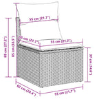 Set muebles jardín 9 pzas y cojines ratán sintético gris claro
