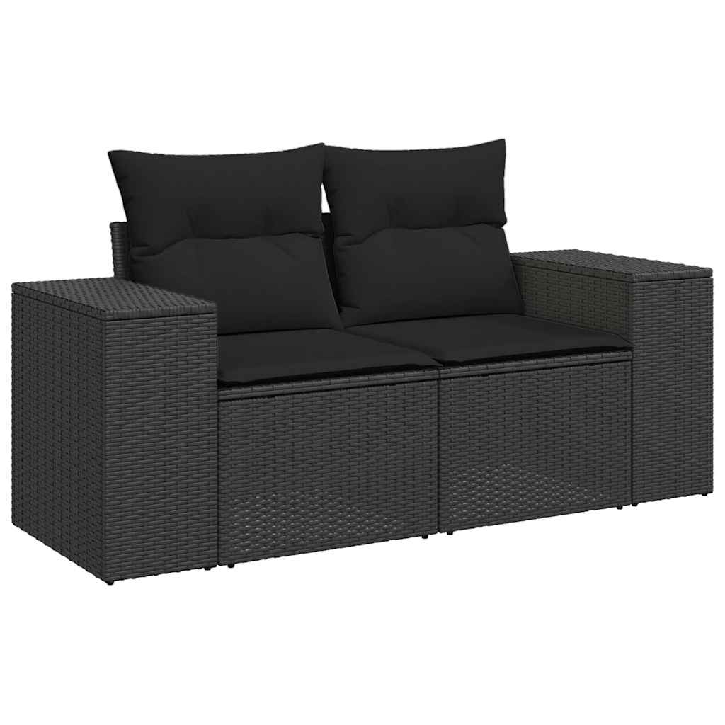 Set de sofás de jardín 10 pzas cojines ratán sintético negro
