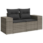 Set de sofás de jardín 10 pzas con cojines ratán sintético gris