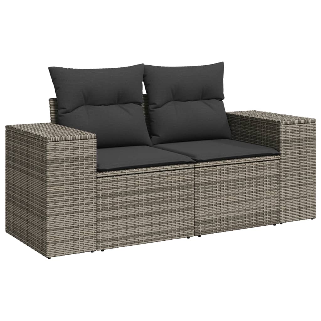Set de sofás de jardín 10 pzas con cojines ratán sintético gris