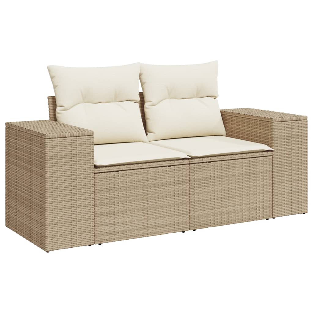 Set de sofás de jardín 11pzas con cojines ratán sintético beige